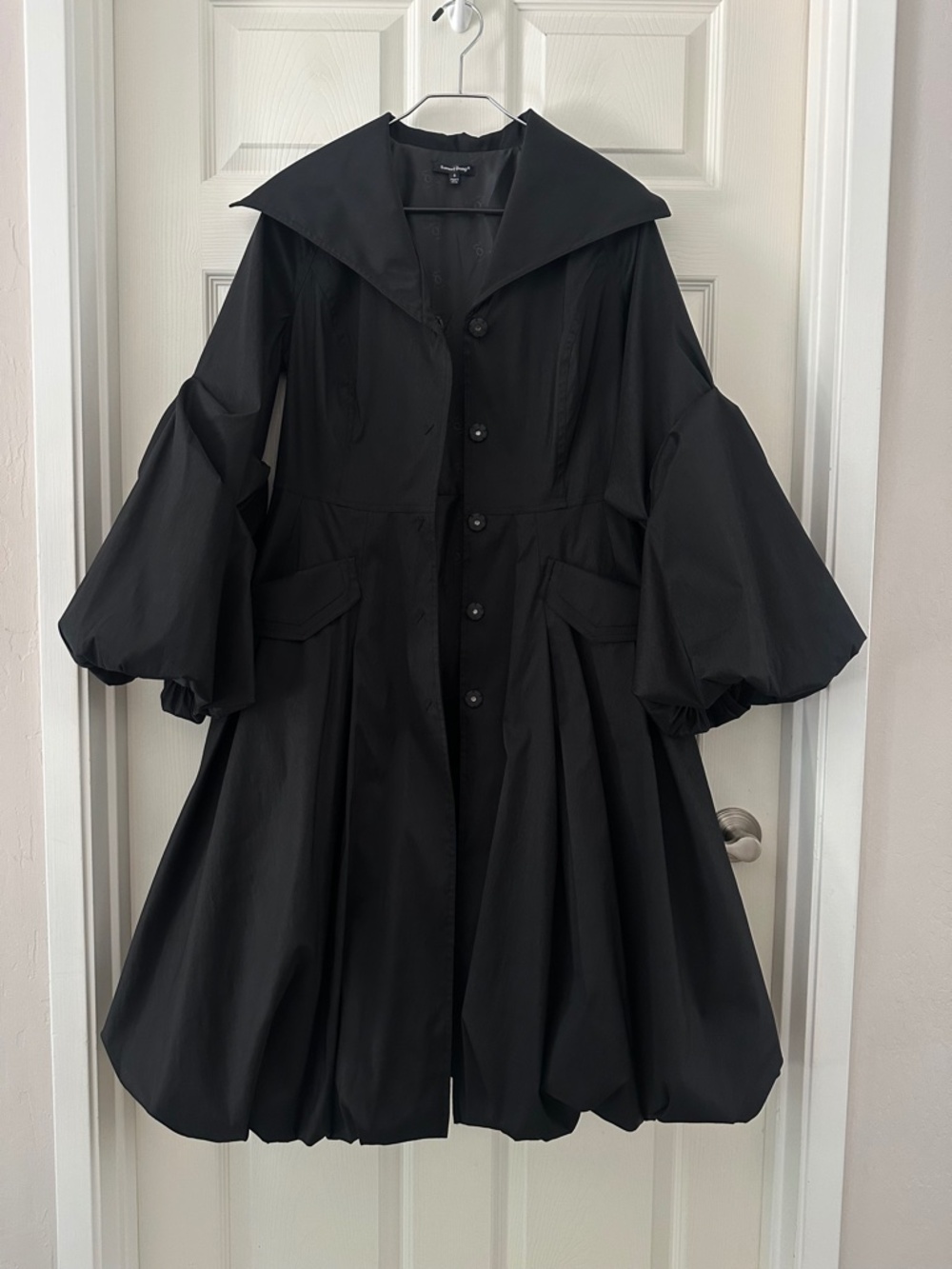 Samuel Dong Bubble Trench Coat Black Women’s Size Small - Picture 7 of 13